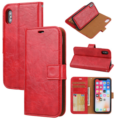 Crazy Horse Leather Cover + Removable TPU Back Case for iPhone X/XS 5.8 (Ten)