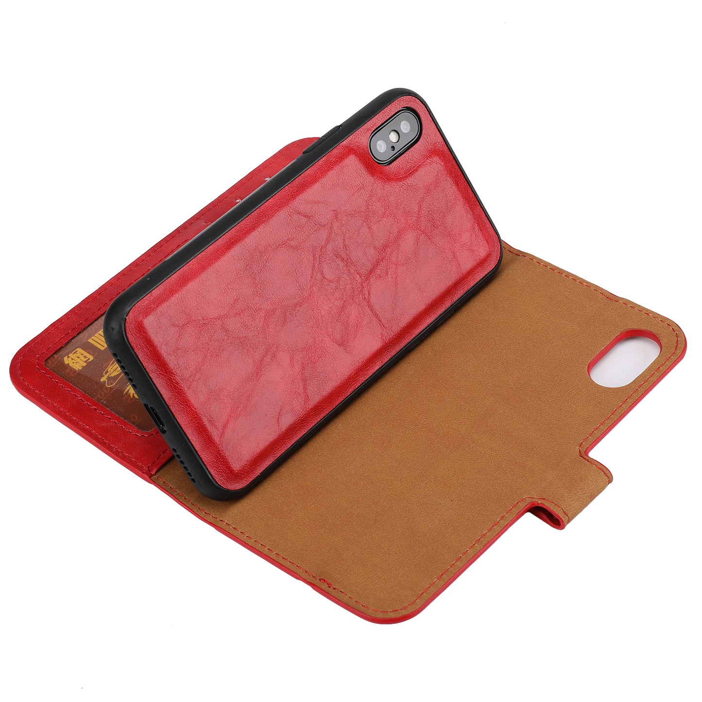 Crazy Horse Leather Cover + Removable TPU Back Case for iPhone X/XS 5.8 (Ten)