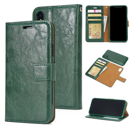 Crazy Horse Leather Cover + Removable TPU Back Case for iPhone X/XS 5.8 (Ten)