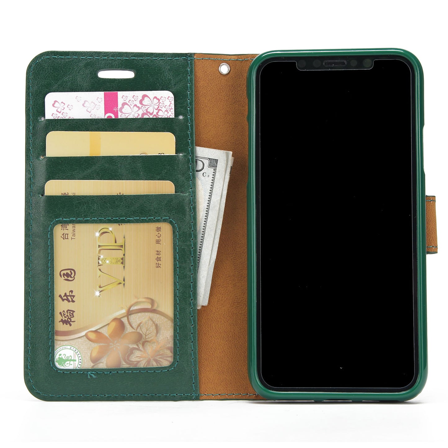 Crazy Horse Leather Cover + Removable TPU Back Case for iPhone X/XS 5.8 (Ten)