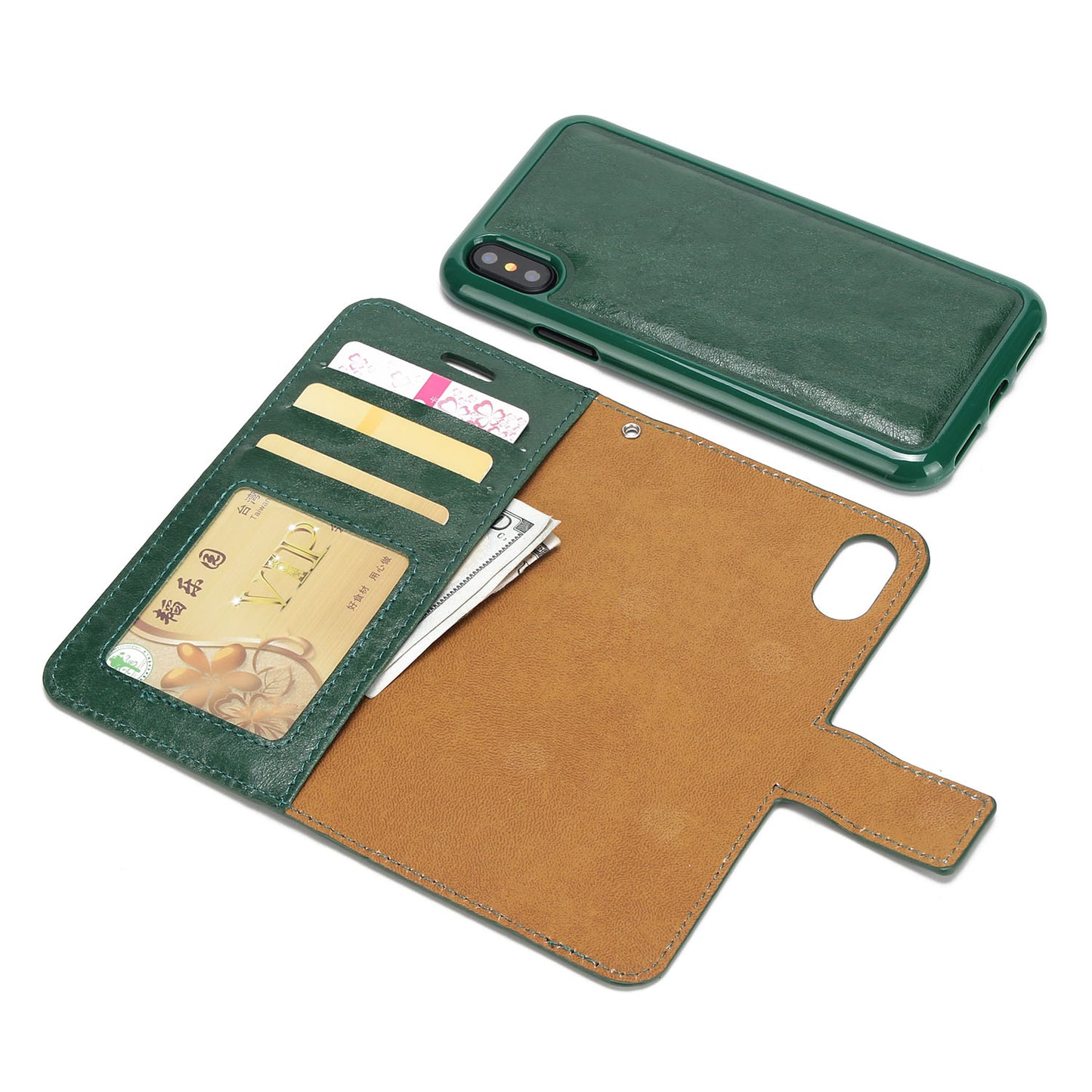 Crazy Horse Leather Cover + Removable TPU Back Case for iPhone X/XS 5.8 (Ten)