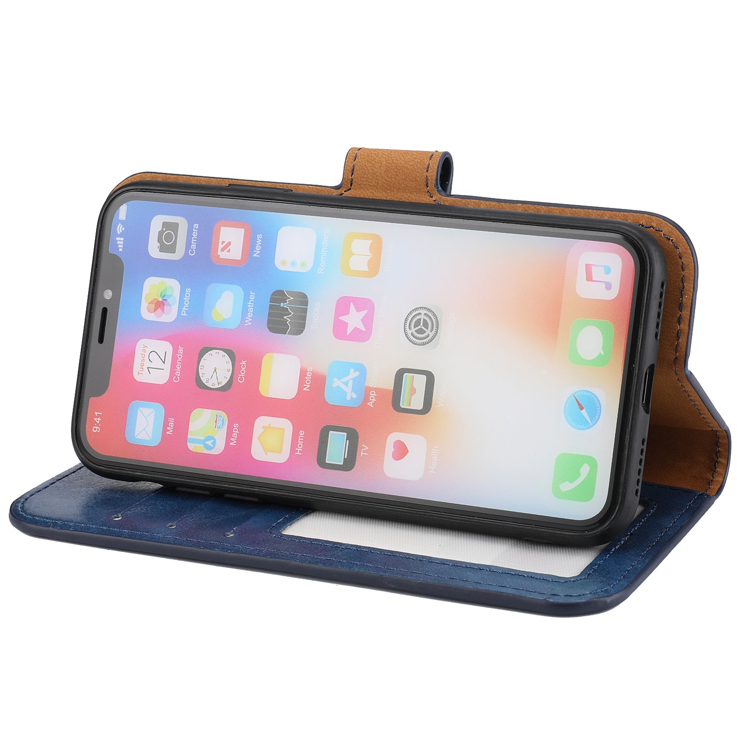 Crazy Horse Leather Cover + Removable TPU Back Case for iPhone X/XS 5.8 (Ten)