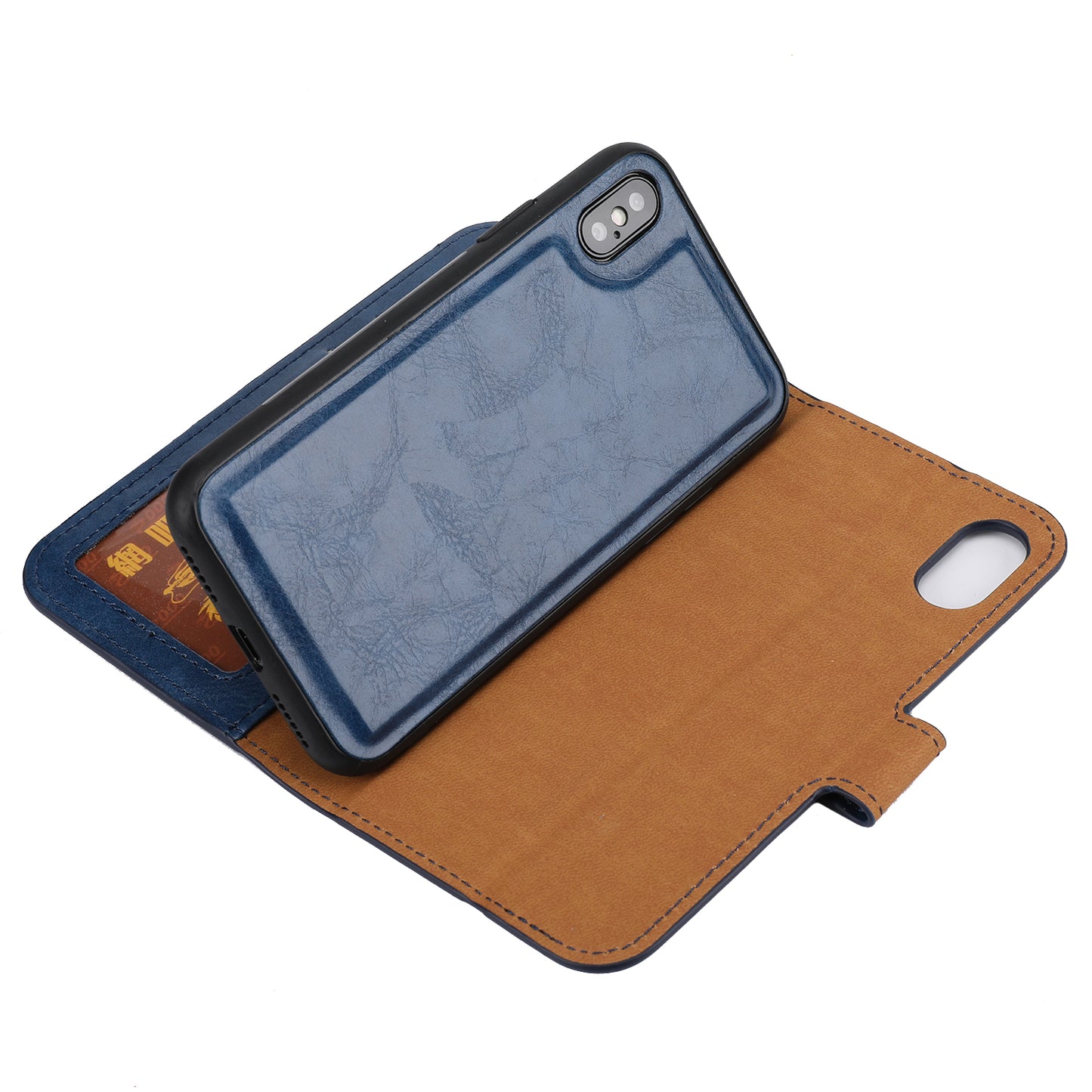 Crazy Horse Leather Cover + Removable TPU Back Case for iPhone X/XS 5.8 (Ten)