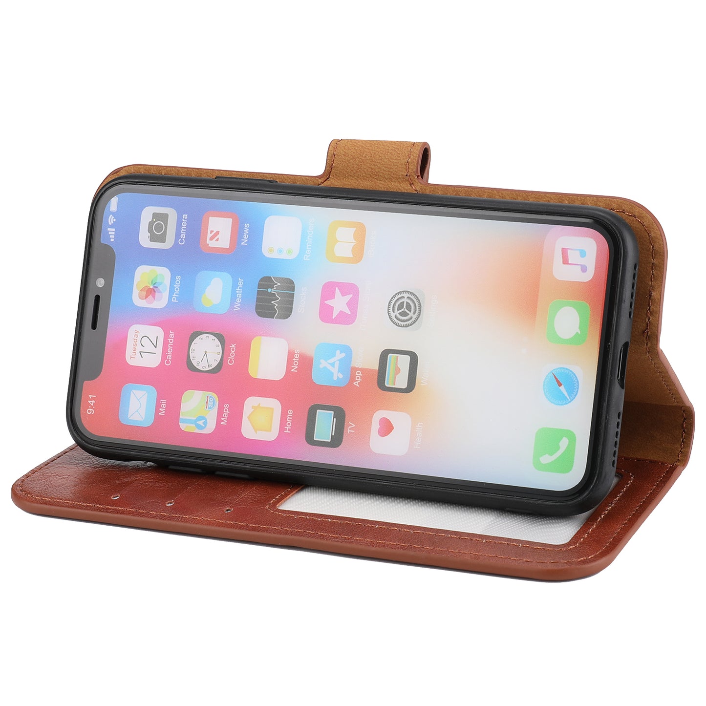 Crazy Horse Leather Cover + Removable TPU Back Case for iPhone X/XS 5.8 (Ten)