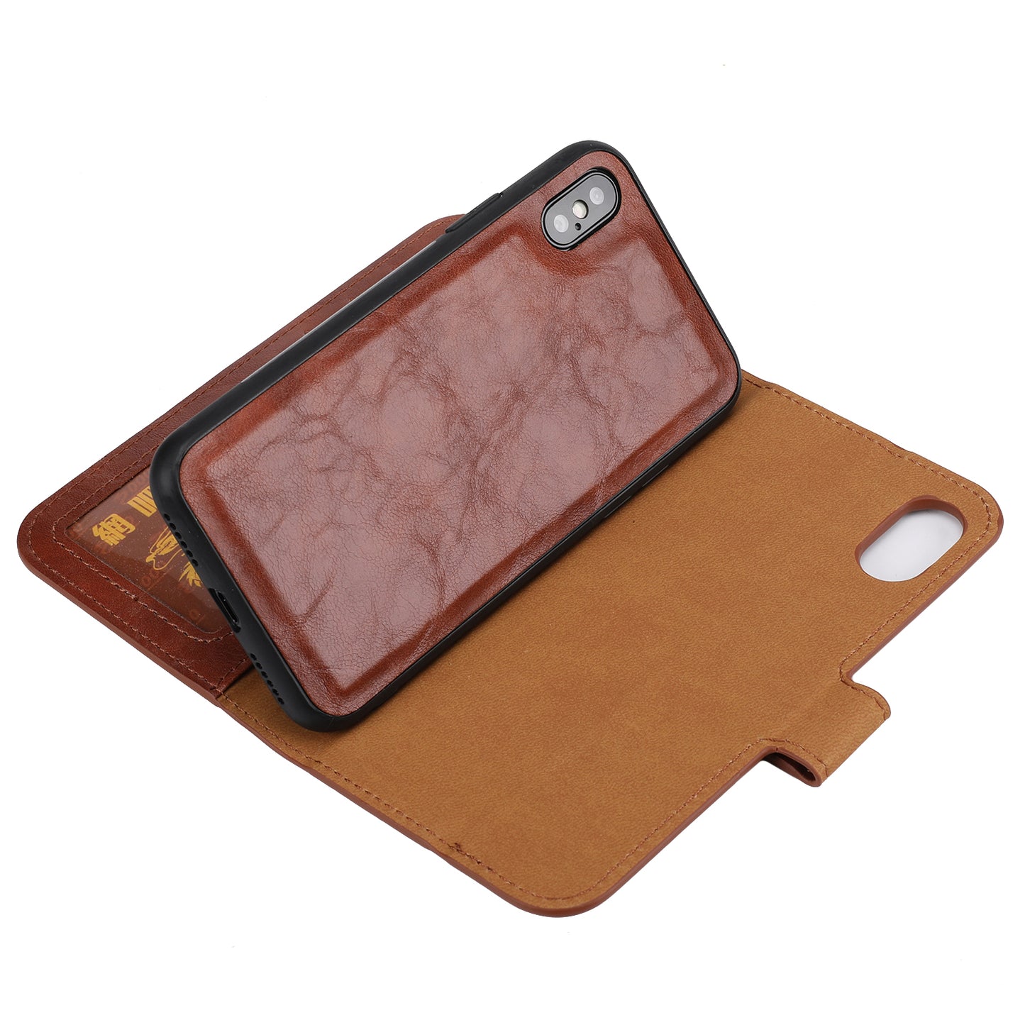Crazy Horse Leather Cover + Removable TPU Back Case for iPhone X/XS 5.8 (Ten)