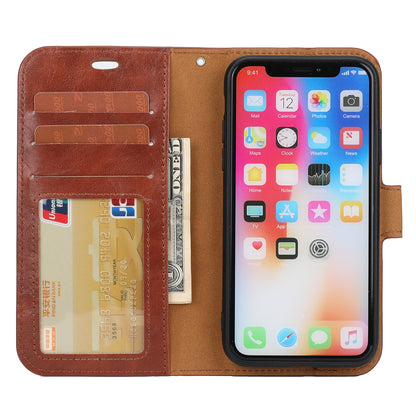 Crazy Horse Leather Cover + Removable TPU Back Case for iPhone X/XS 5.8 (Ten)