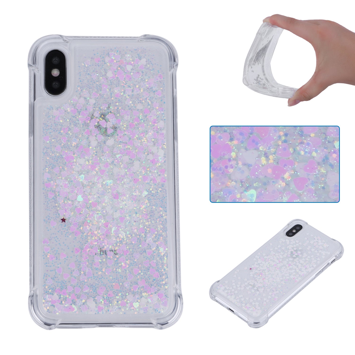 Dynamic Glitter Sequins Liquid Quicksand Drop-proof TPU Case for iPhone XS / X 5.8 inch