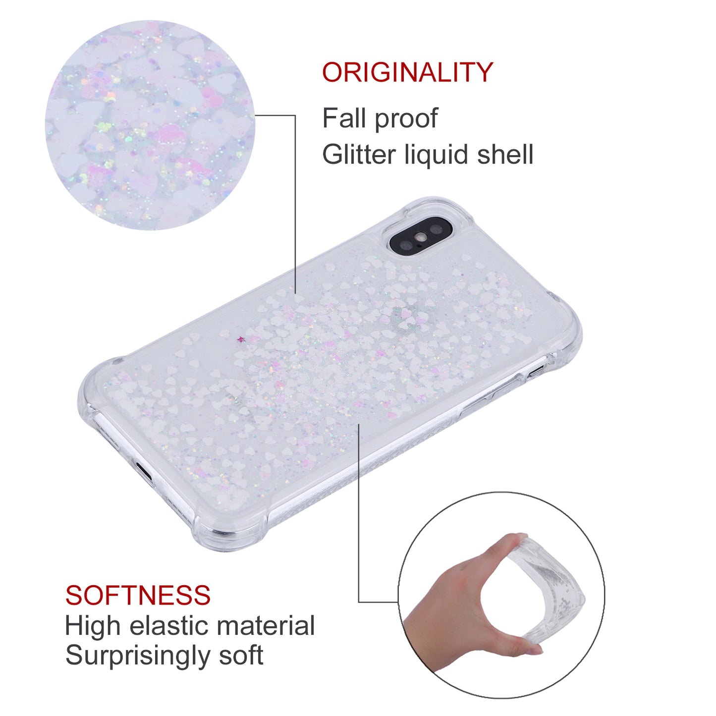 Dynamic Glitter Sequins Liquid Quicksand Drop-proof TPU Case for iPhone XS / X 5.8 inch