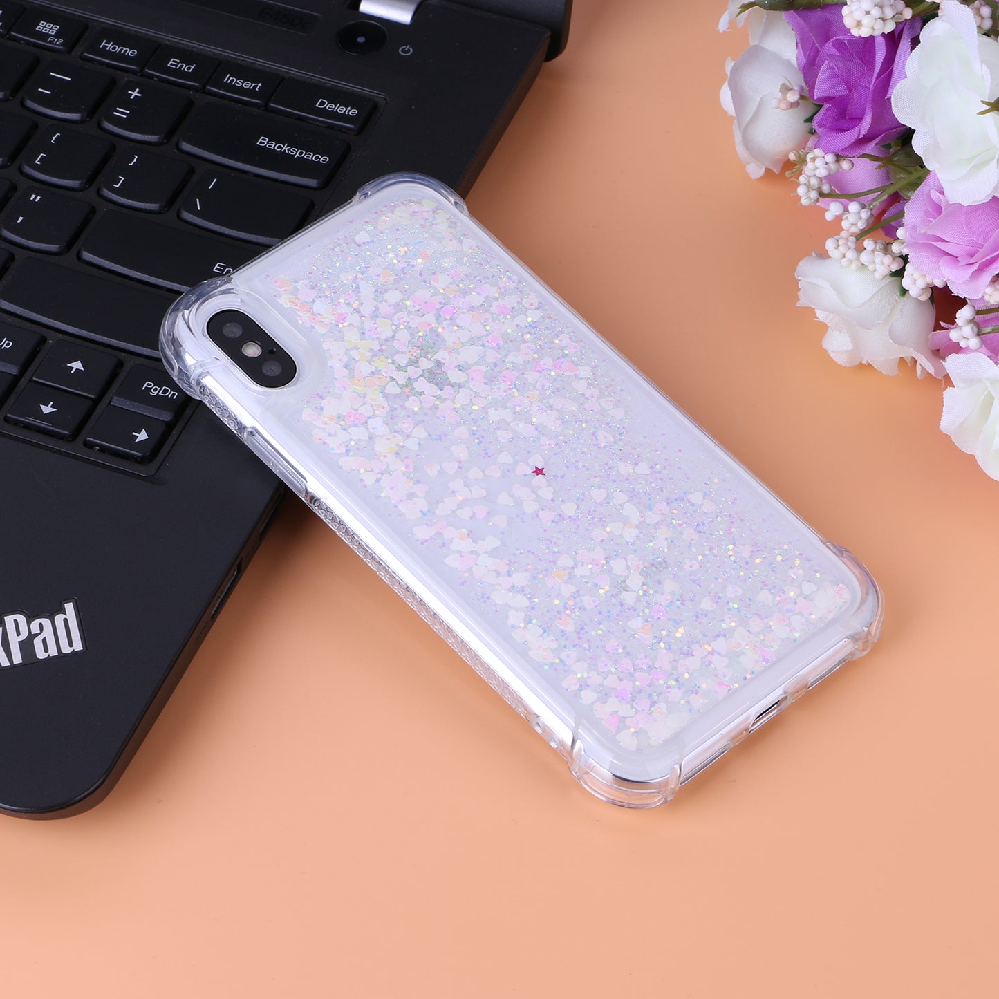 Dynamic Glitter Sequins Liquid Quicksand Drop-proof TPU Case for iPhone XS / X 5.8 inch