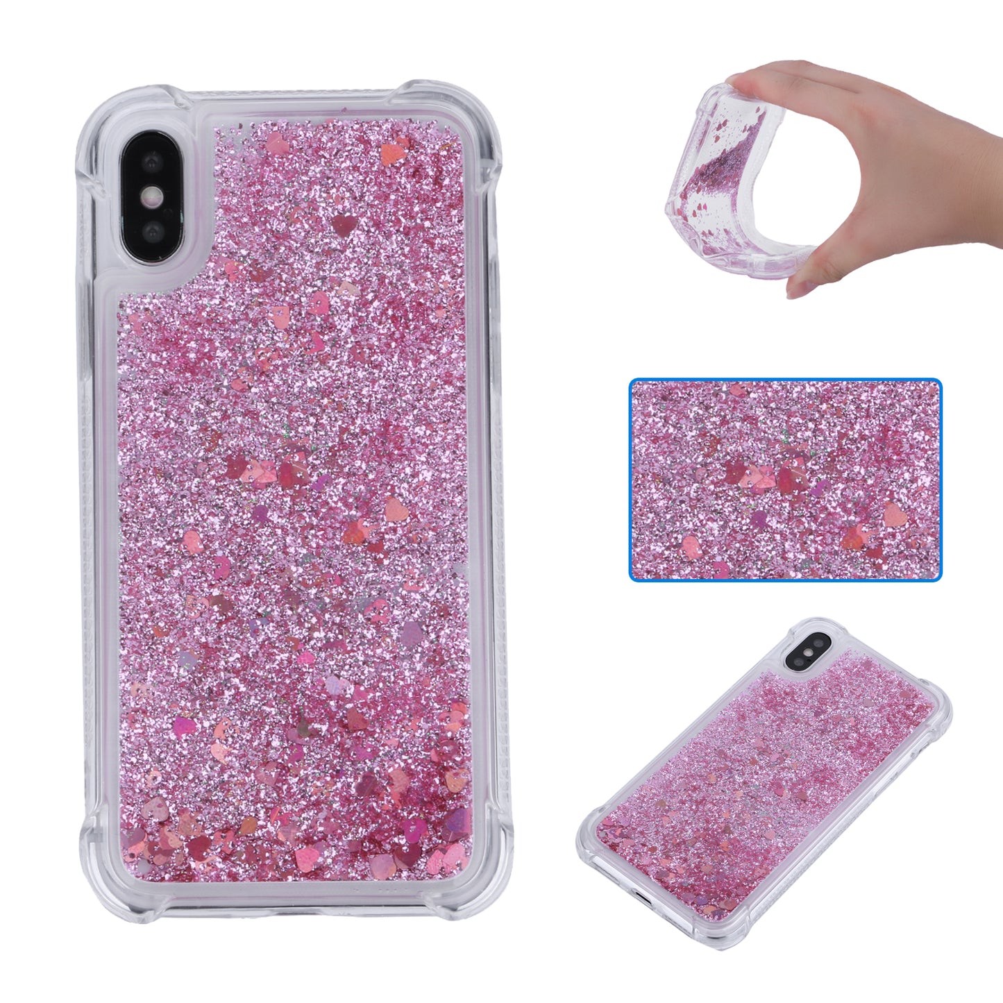 Dynamic Glitter Sequins Liquid Quicksand Drop-proof TPU Case for iPhone XS / X 5.8 inch