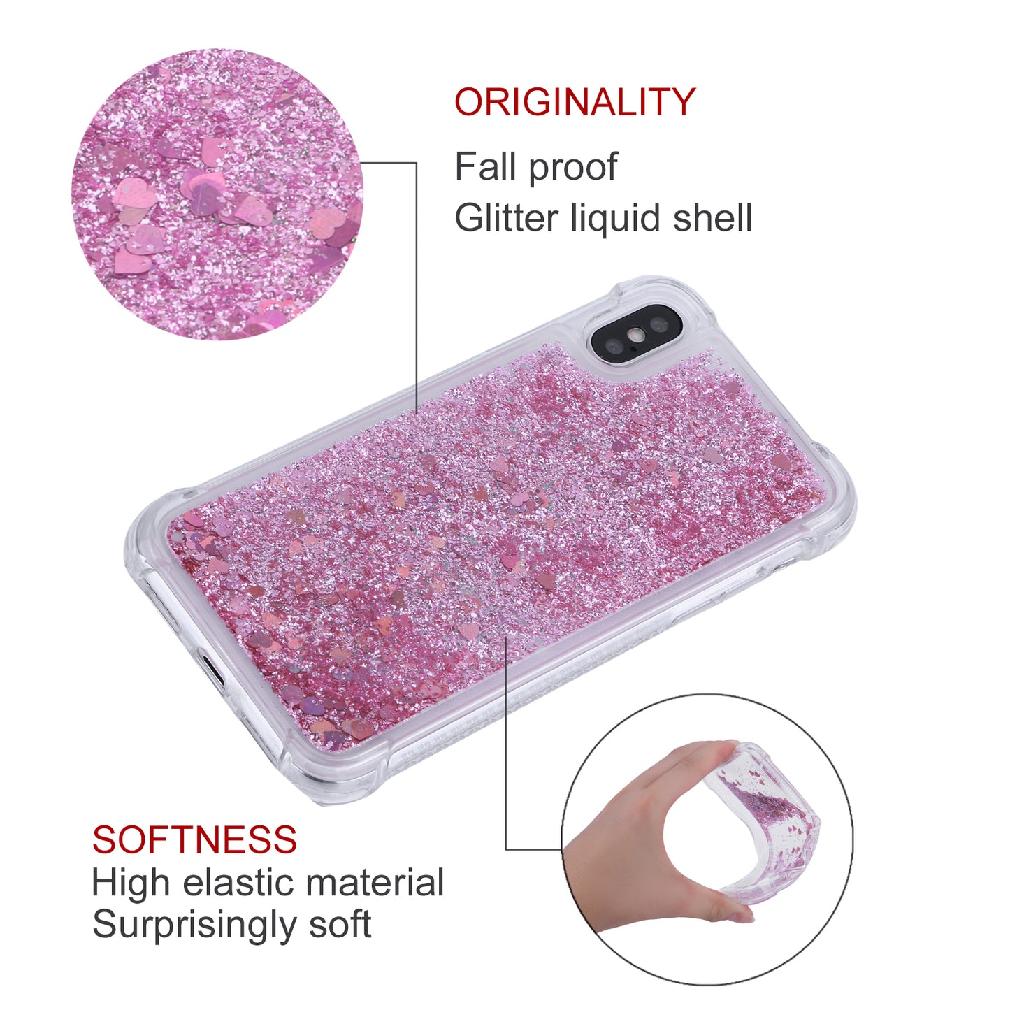 Dynamic Glitter Sequins Liquid Quicksand Drop-proof TPU Case for iPhone XS / X 5.8 inch
