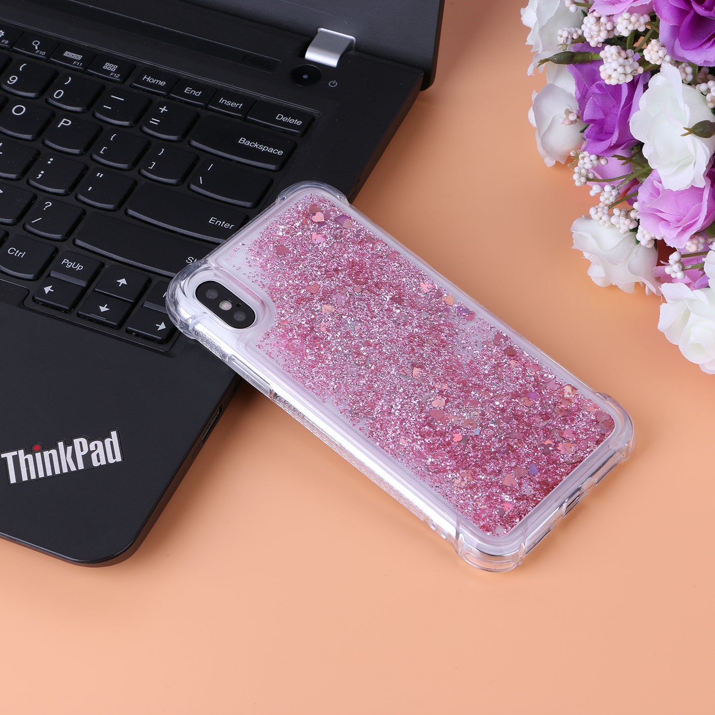 Dynamic Glitter Sequins Liquid Quicksand Drop-proof TPU Case for iPhone XS / X 5.8 inch
