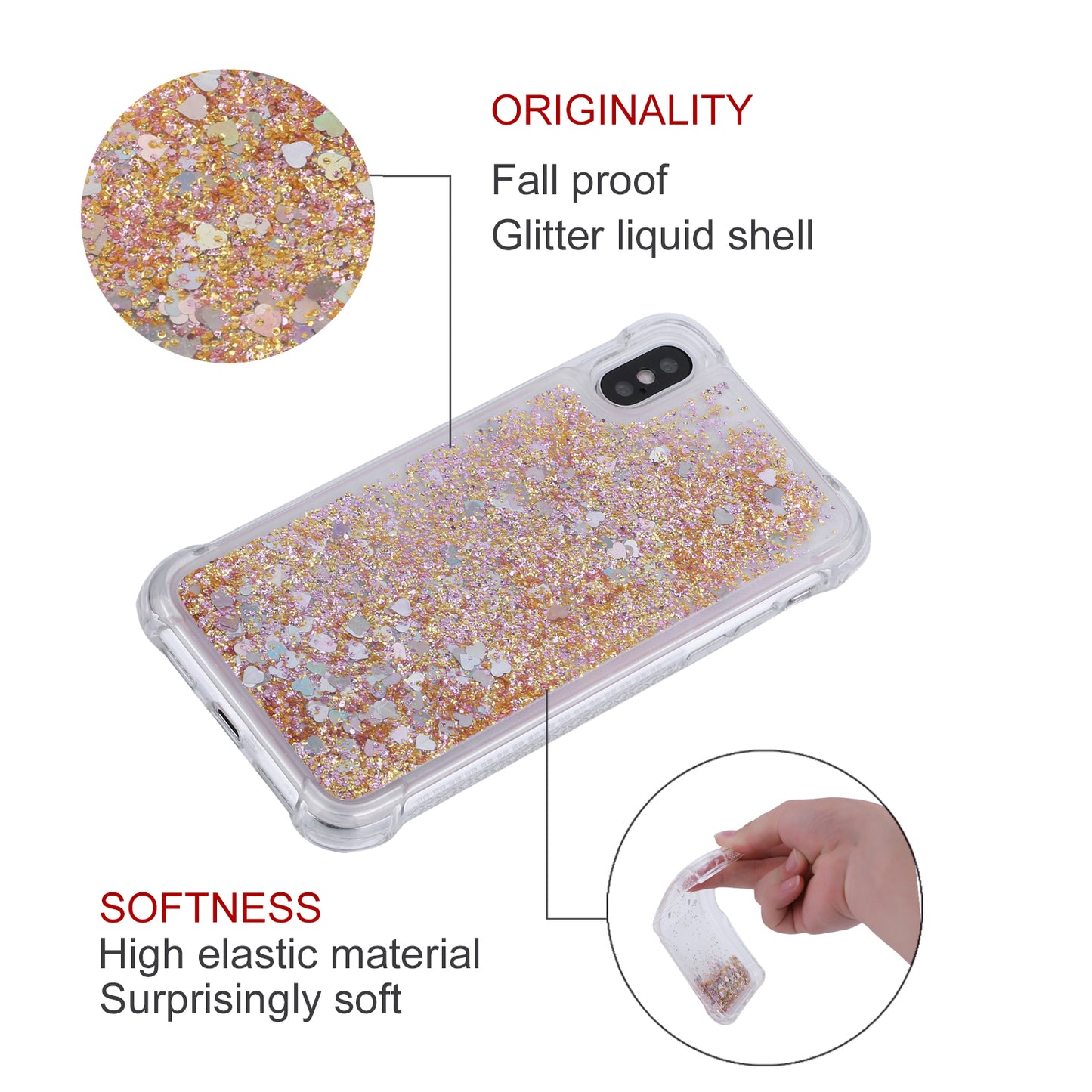 Dynamic Glitter Sequins Liquid Quicksand Drop-proof TPU Case for iPhone XS / X 5.8 inch
