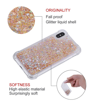 Dynamic Glitter Sequins Liquid Quicksand Drop-proof TPU Case for iPhone XS / X 5.8 inch