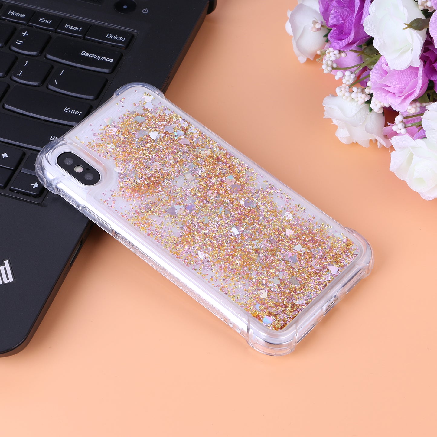Dynamic Glitter Sequins Liquid Quicksand Drop-proof TPU Case for iPhone XS / X 5.8 inch