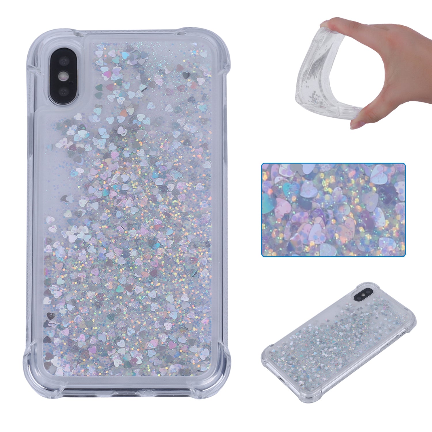 Dynamic Glitter Sequins Liquid Quicksand Drop-proof TPU Case for iPhone XS / X 5.8 inch