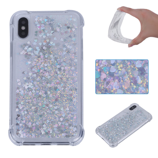 Dynamic Glitter Sequins Liquid Quicksand Drop-proof TPU Case for iPhone XS / X 5.8 inch