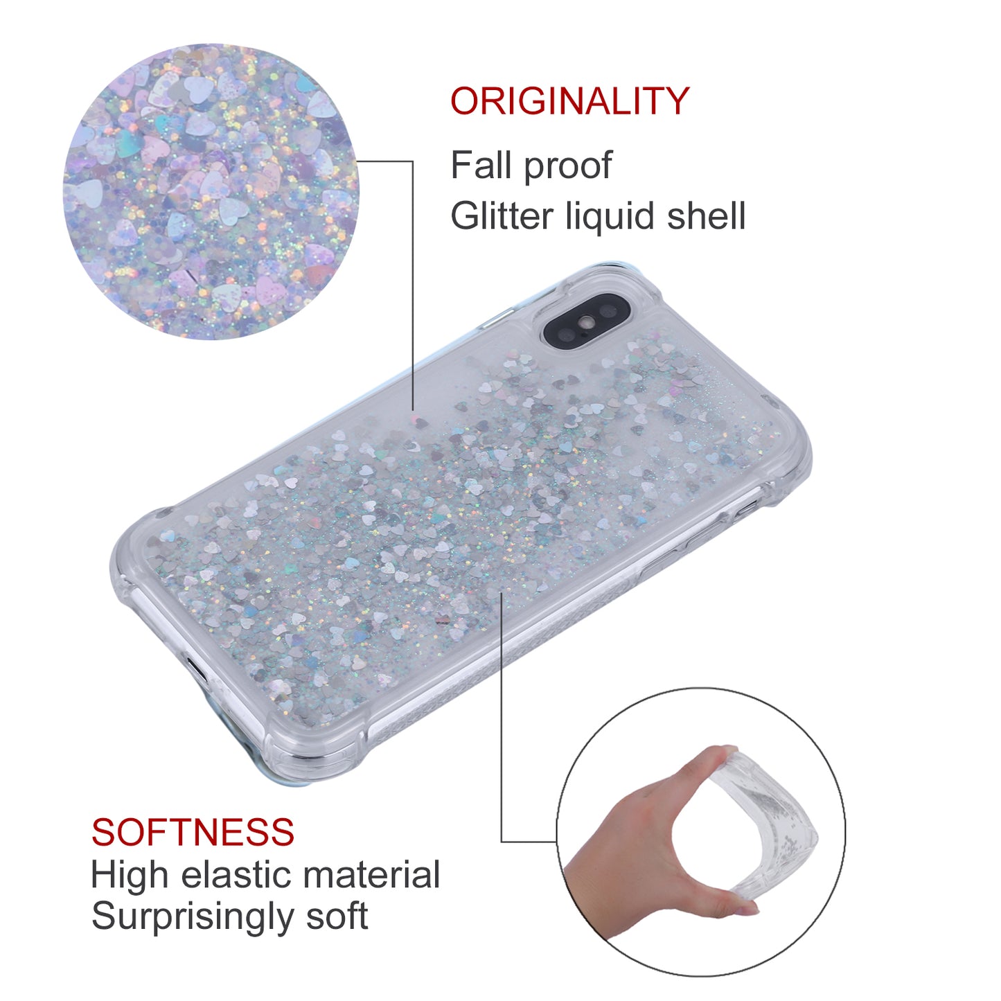Dynamic Glitter Sequins Liquid Quicksand Drop-proof TPU Case for iPhone XS / X 5.8 inch