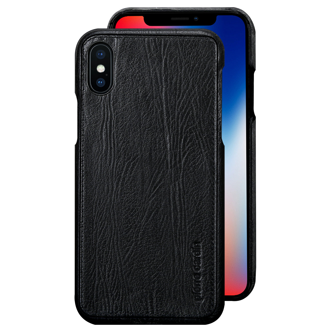 PIERRE CARDIN Genuine Leather Coated PC Back Shell for iPhone X/10 5.8 inch