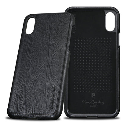 PIERRE CARDIN Genuine Leather Coated PC Back Shell for iPhone X/10 5.8 inch