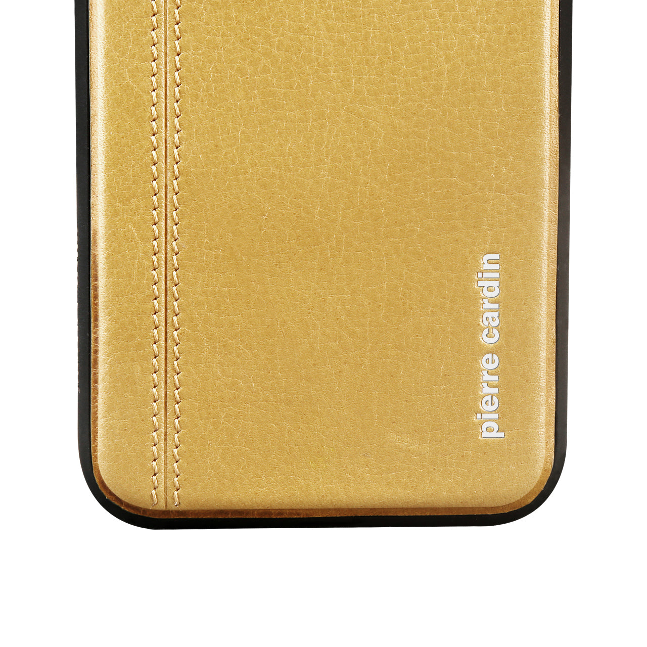 PIERRE CARDIN Stitched Genuine Leather Coated TPU Phone Case for iPhone XS / X