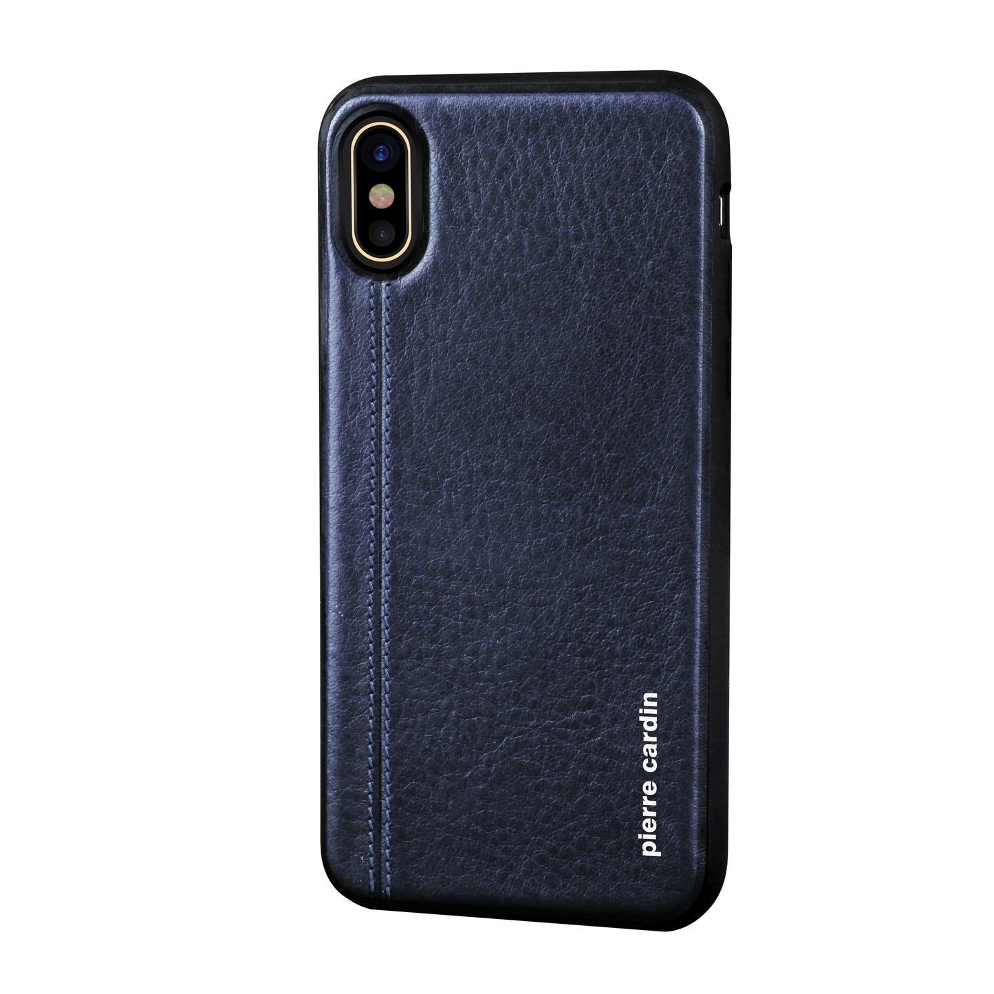 PIERRE CARDIN Stitched Genuine Leather Coated TPU Phone Case for iPhone XS / X