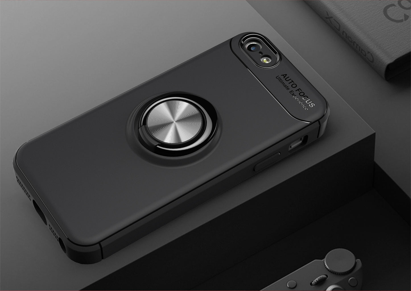 Anti-drop Ring Kickstand TPU Phone Case for iPhone SE/5s/5 Built-in Metal Magnetic Iron Plate