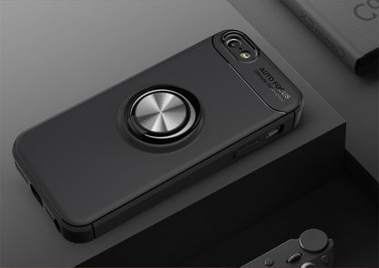 Anti-drop Ring Kickstand TPU Phone Case for iPhone SE/5s/5 Built-in Metal Magnetic Iron Plate
