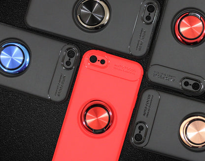 Anti-drop Ring Kickstand TPU Phone Case for iPhone SE/5s/5 Built-in Metal Magnetic Iron Plate