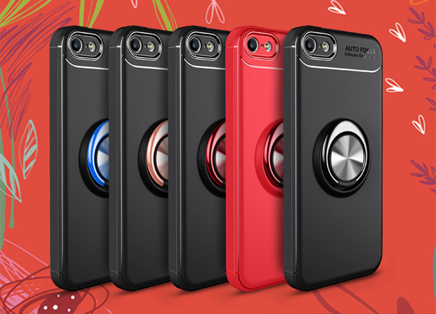 Anti-drop Ring Kickstand TPU Phone Case for iPhone SE/5s/5 Built-in Metal Magnetic Iron Plate