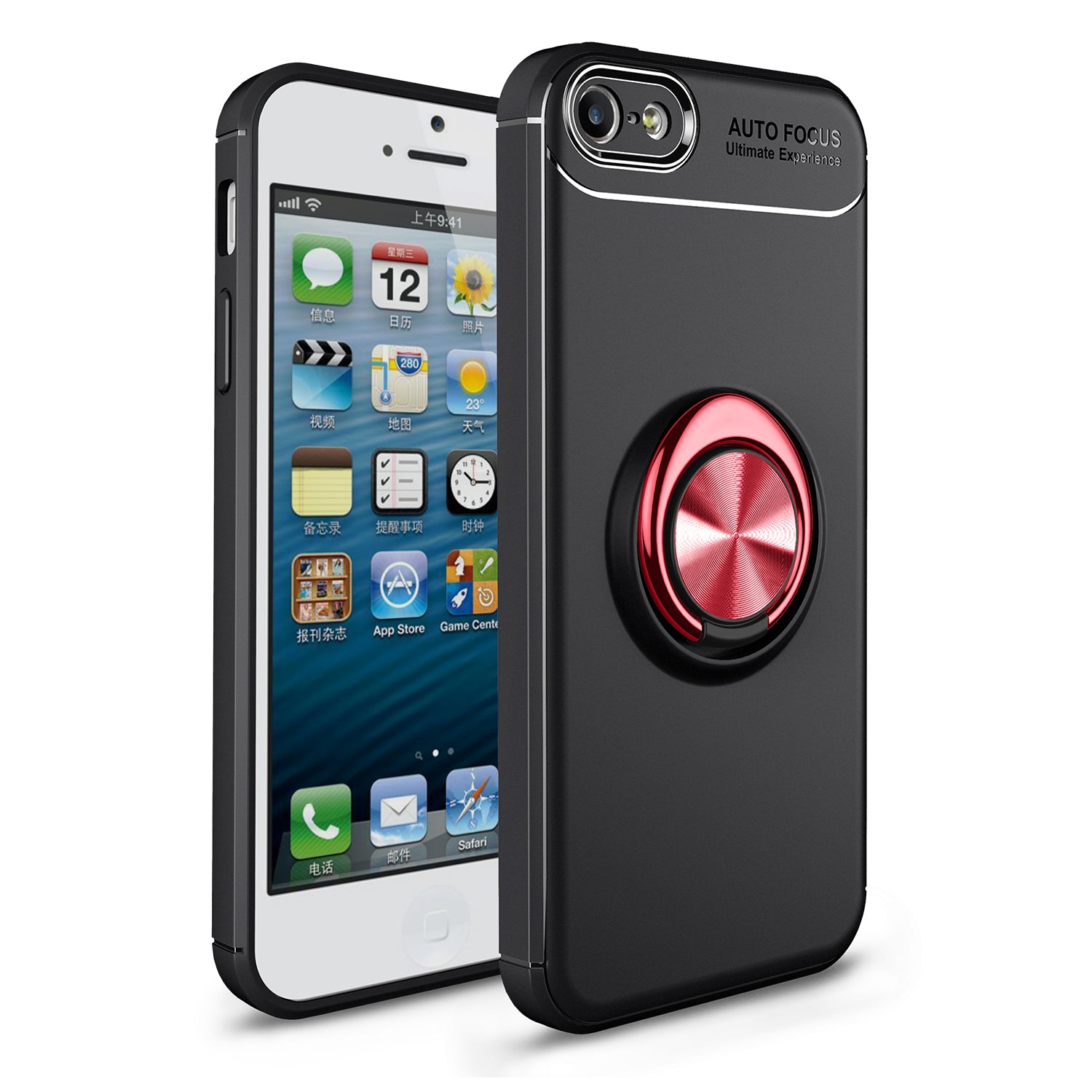 Anti-drop Ring Kickstand TPU Phone Case for iPhone SE/5s/5 Built-in Metal Magnetic Iron Plate
