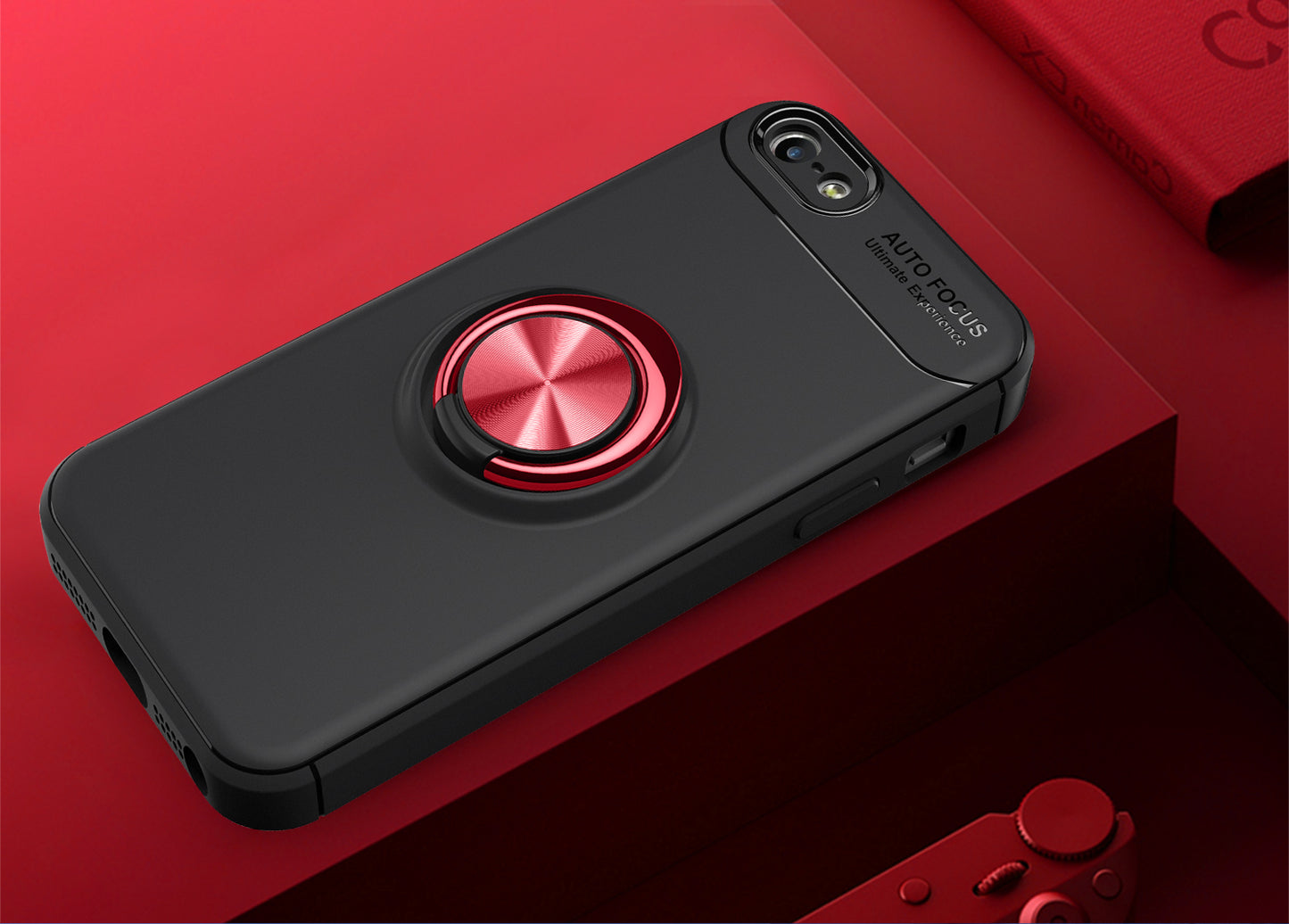 Anti-drop Ring Kickstand TPU Phone Case for iPhone SE/5s/5 Built-in Metal Magnetic Iron Plate