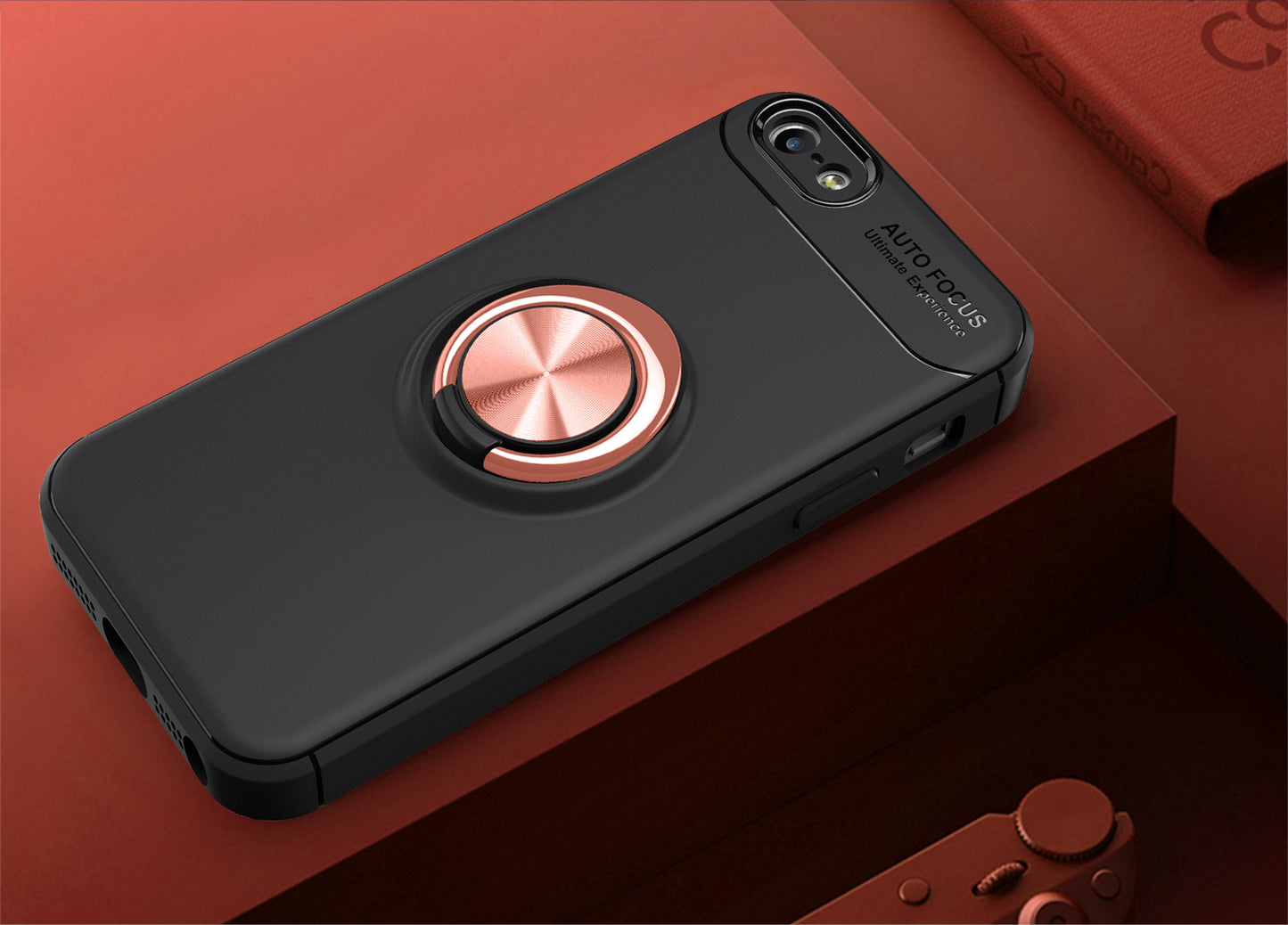 Anti-drop Ring Kickstand TPU Phone Case for iPhone SE/5s/5 Built-in Metal Magnetic Iron Plate