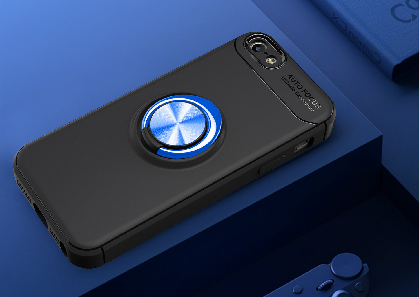 Anti-drop Ring Kickstand TPU Phone Case for iPhone SE/5s/5 Built-in Metal Magnetic Iron Plate