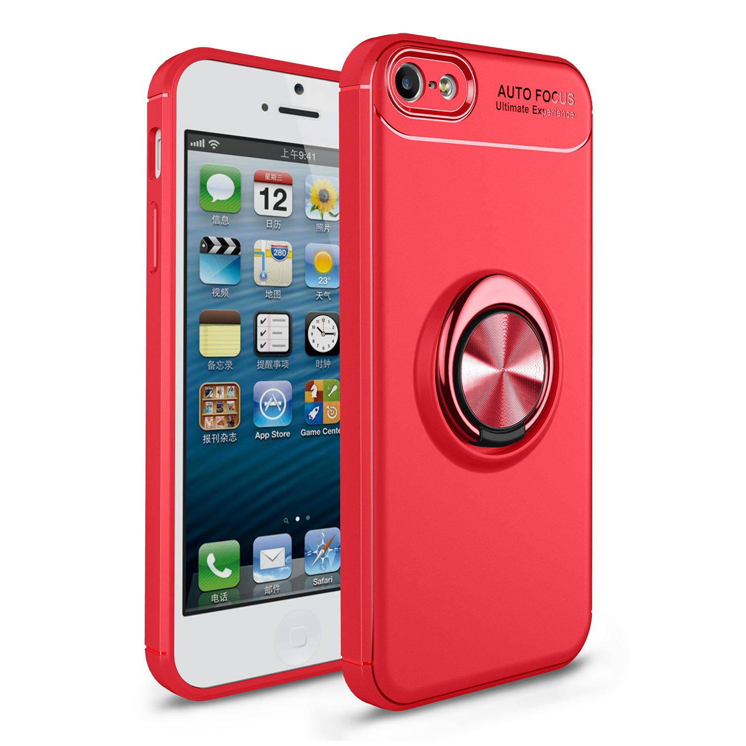 Anti-drop Ring Kickstand TPU Phone Case for iPhone SE/5s/5 Built-in Metal Magnetic Iron Plate