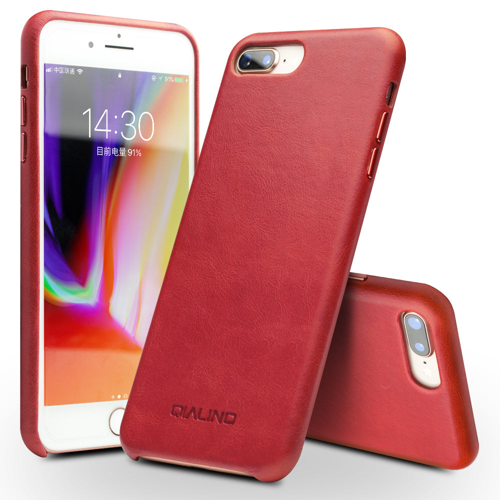 QIALINO Genuine Leather Coated PC Mobile Phone Back Cover for iPhone 8 Plus/7 Plus 5.5 inch