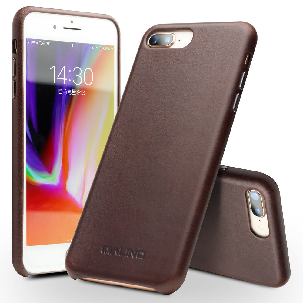 QIALINO Genuine Leather Coated PC Mobile Phone Back Cover for iPhone 8 Plus/7 Plus 5.5 inch