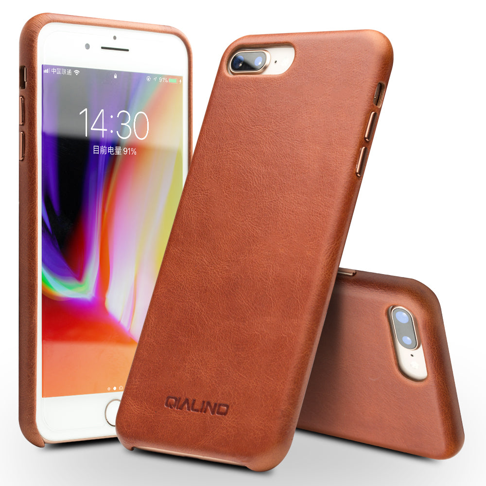 QIALINO Genuine Leather Coated PC Mobile Phone Back Cover for iPhone 8 Plus/7 Plus 5.5 inch