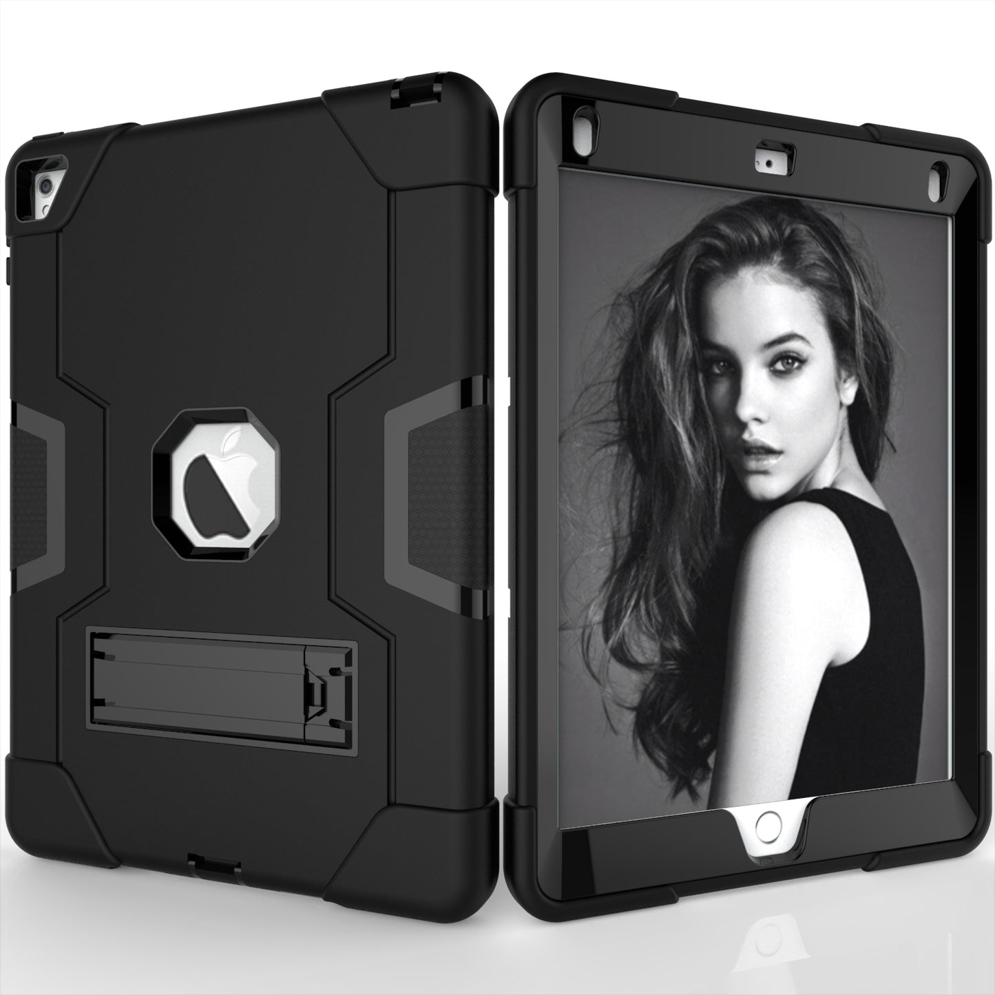 Dual Color Kickstand PC + Silicone Armor Defender Tablet Case for iPad Pro 9.7 inch (2016)