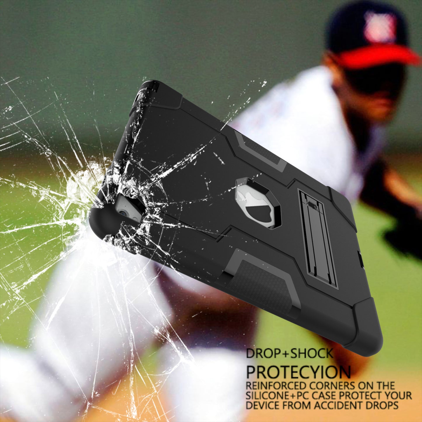 Dual Color Kickstand PC + Silicone Armor Defender Tablet Case for iPad Pro 9.7 inch (2016)