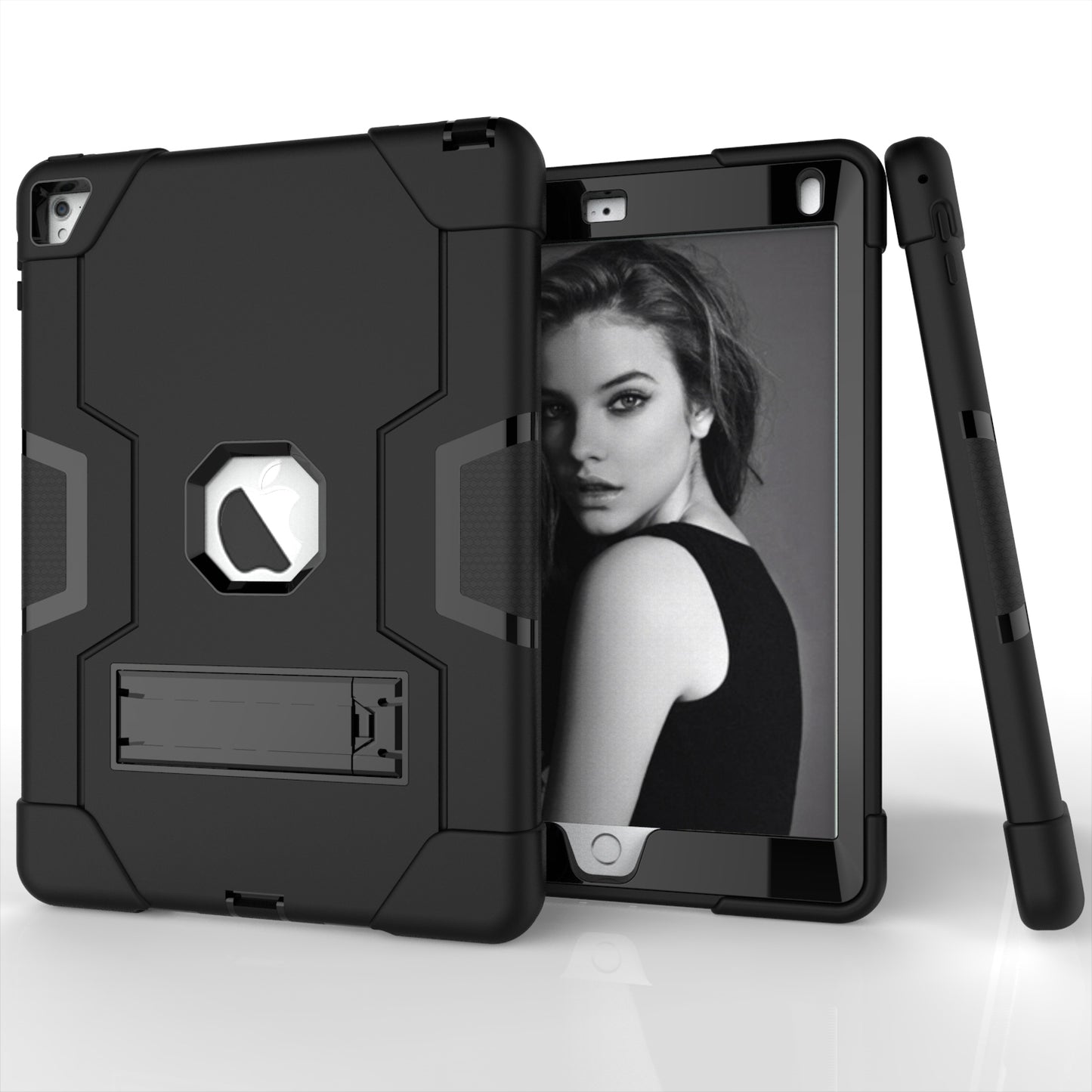 Dual Color Kickstand PC + Silicone Armor Defender Tablet Case for iPad Pro 9.7 inch (2016)