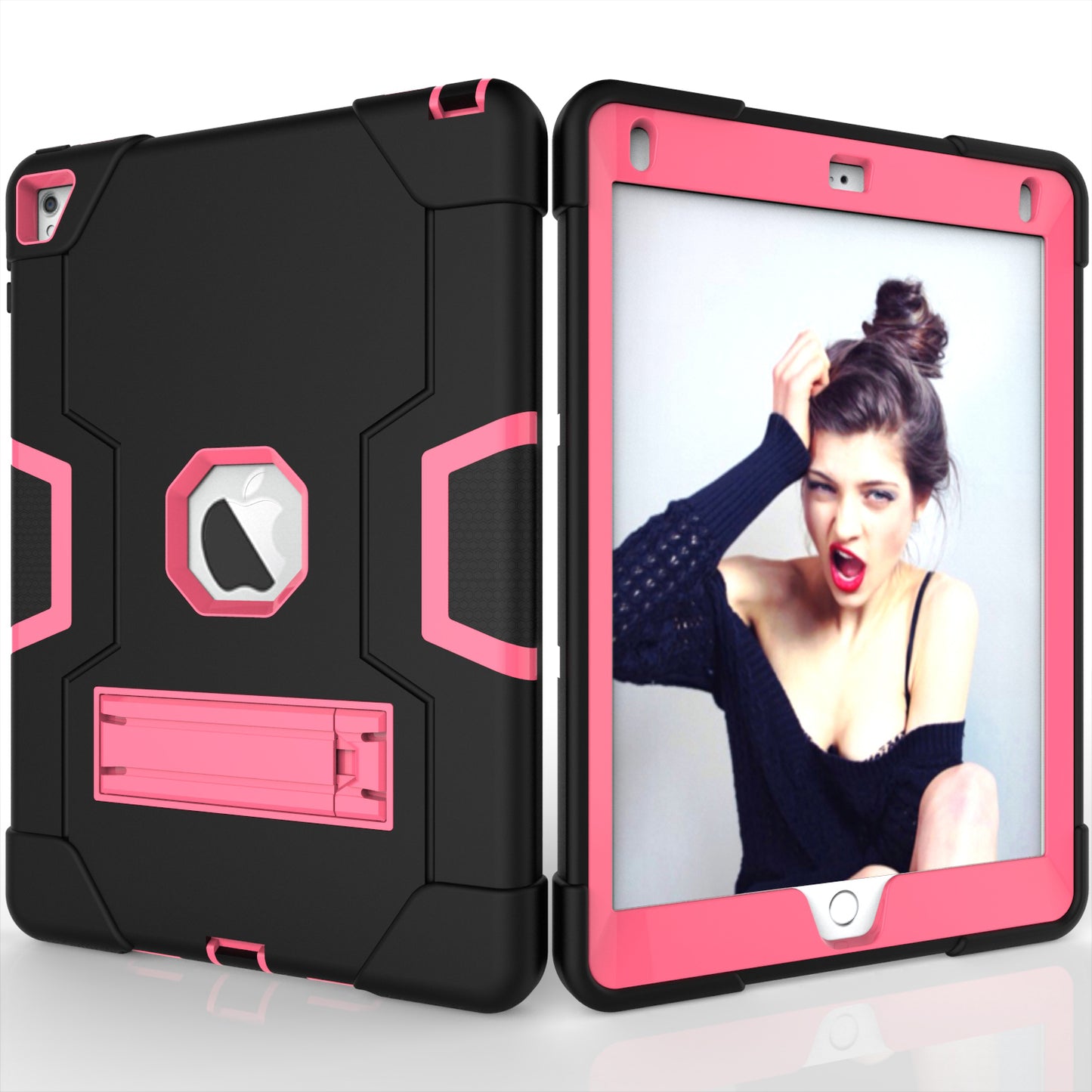 Dual Color Kickstand PC + Silicone Armor Defender Tablet Case for iPad Pro 9.7 inch (2016)