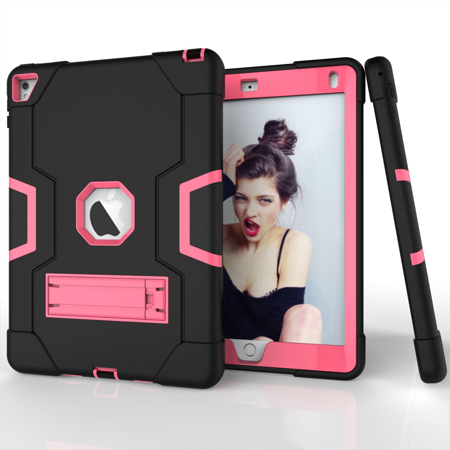 Dual Color Kickstand PC + Silicone Armor Defender Tablet Case for iPad Pro 9.7 inch (2016)