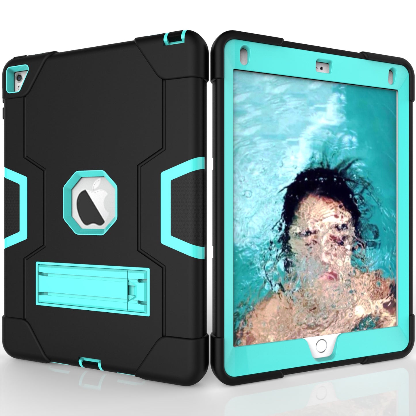 Dual Color Kickstand PC + Silicone Armor Defender Tablet Case for iPad Pro 9.7 inch (2016)