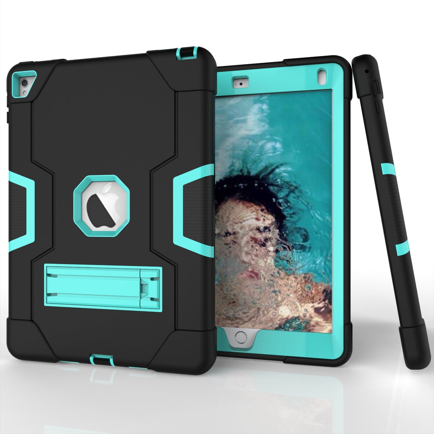 Dual Color Kickstand PC + Silicone Armor Defender Tablet Case for iPad Pro 9.7 inch (2016)