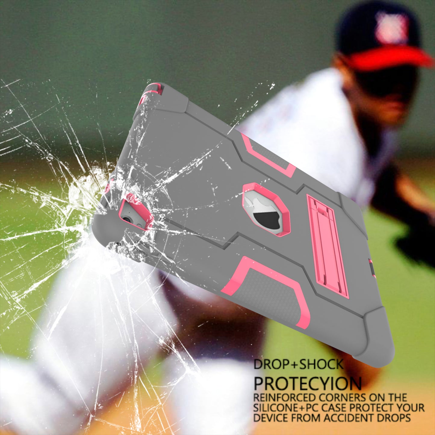 Dual Color Kickstand PC + Silicone Armor Defender Tablet Case for iPad Pro 9.7 inch (2016)