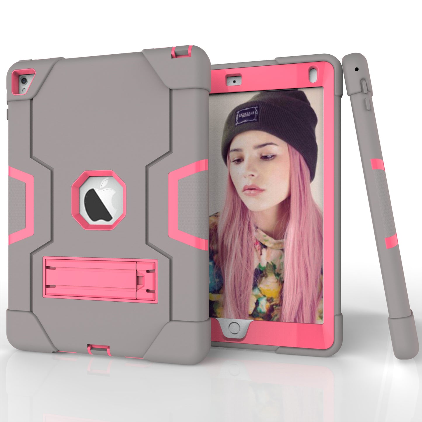 Dual Color Kickstand PC + Silicone Armor Defender Tablet Case for iPad Pro 9.7 inch (2016)