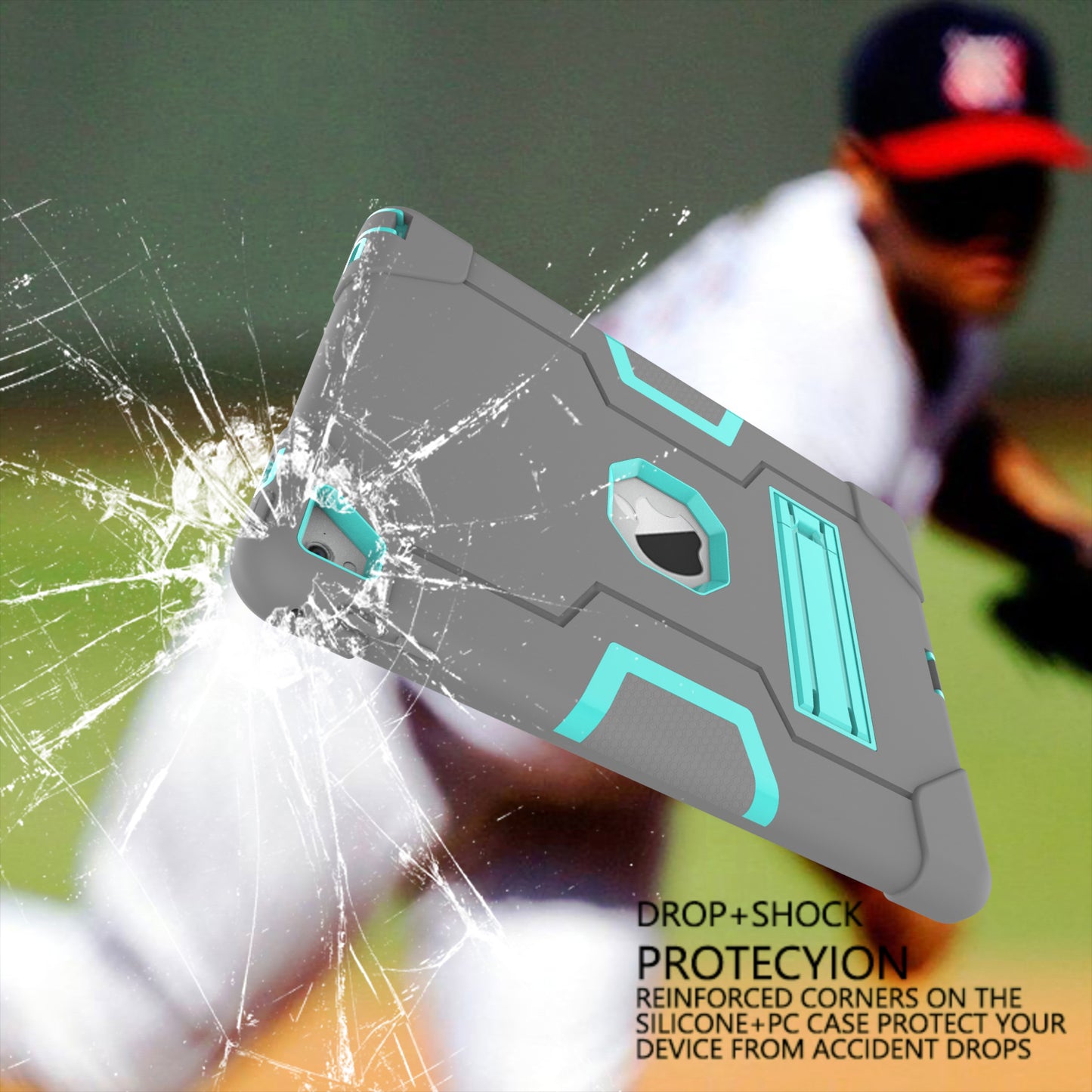 Dual Color Kickstand PC + Silicone Armor Defender Tablet Case for iPad Pro 9.7 inch (2016)