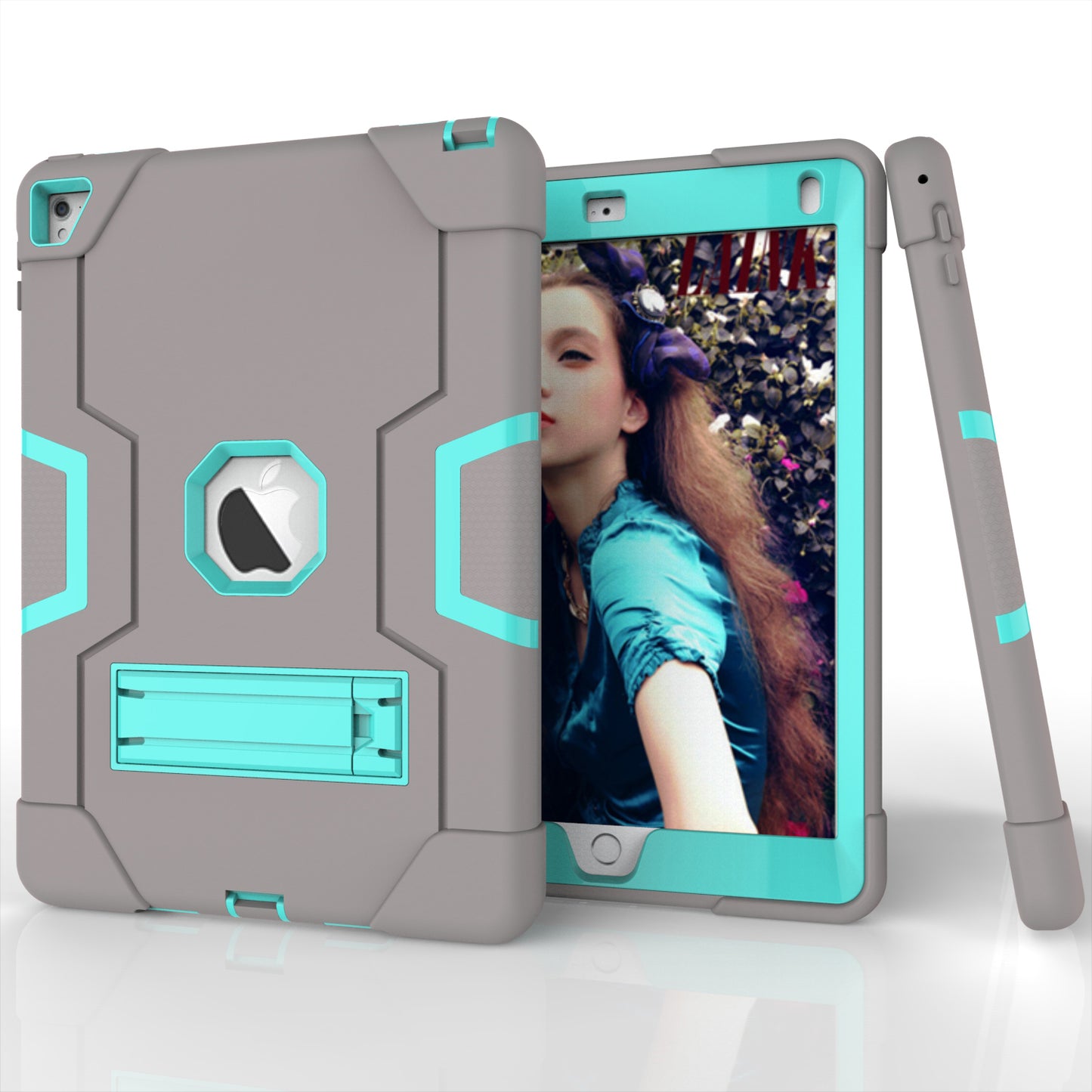 Dual Color Kickstand PC + Silicone Armor Defender Tablet Case for iPad Pro 9.7 inch (2016)
