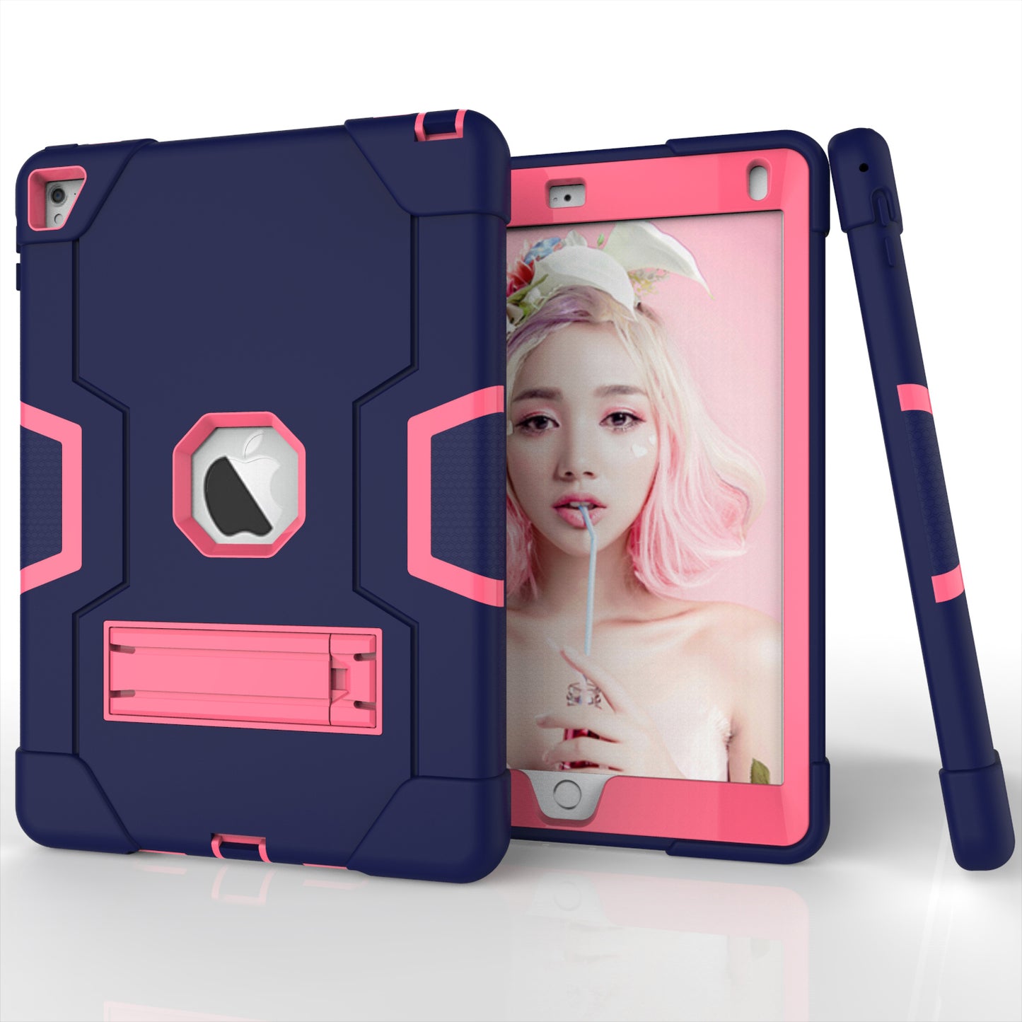Dual Color Kickstand PC + Silicone Armor Defender Tablet Case for iPad Pro 9.7 inch (2016)